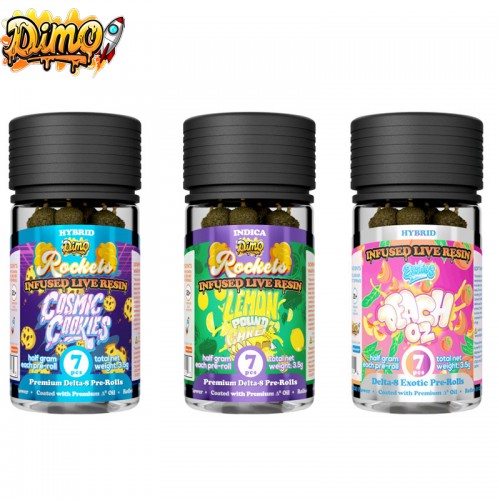 DIMO DELTA 8 LIVE RESIN ROCKETS PRE-ROLLS 7CT/10PK 